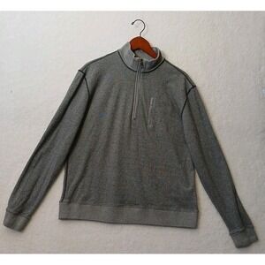 BOSS Hugo Sweater Mens Large Gray Quarter Zip Blend Pullover Mock Neck Pocket